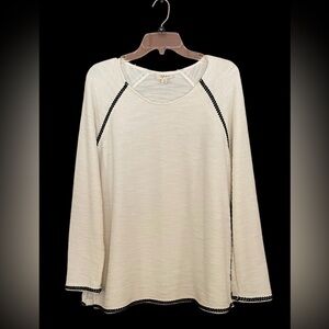 Women's Cream & Black Style & Co Long Sleeve Top Sz OX
